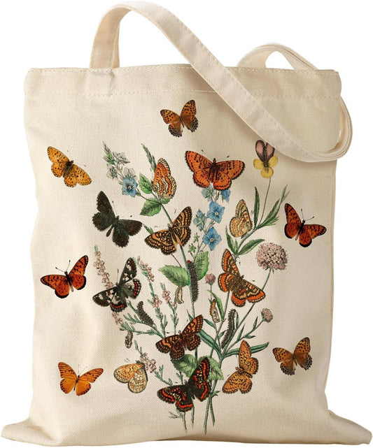 Aesthetic Canvas Tote Bag - Reusable Shoulder Tote Bag for Women Lady Casual Vacation, Shopping, Work, Gym